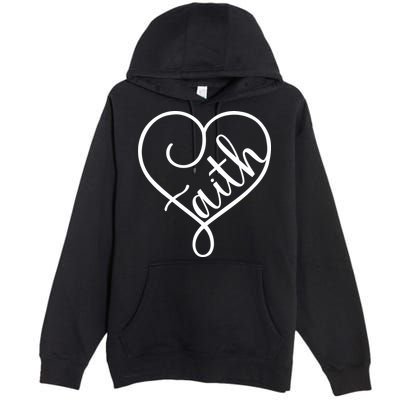 Faith Cursive Heart Christians Jesus Loves Premium Pullover Hoodie