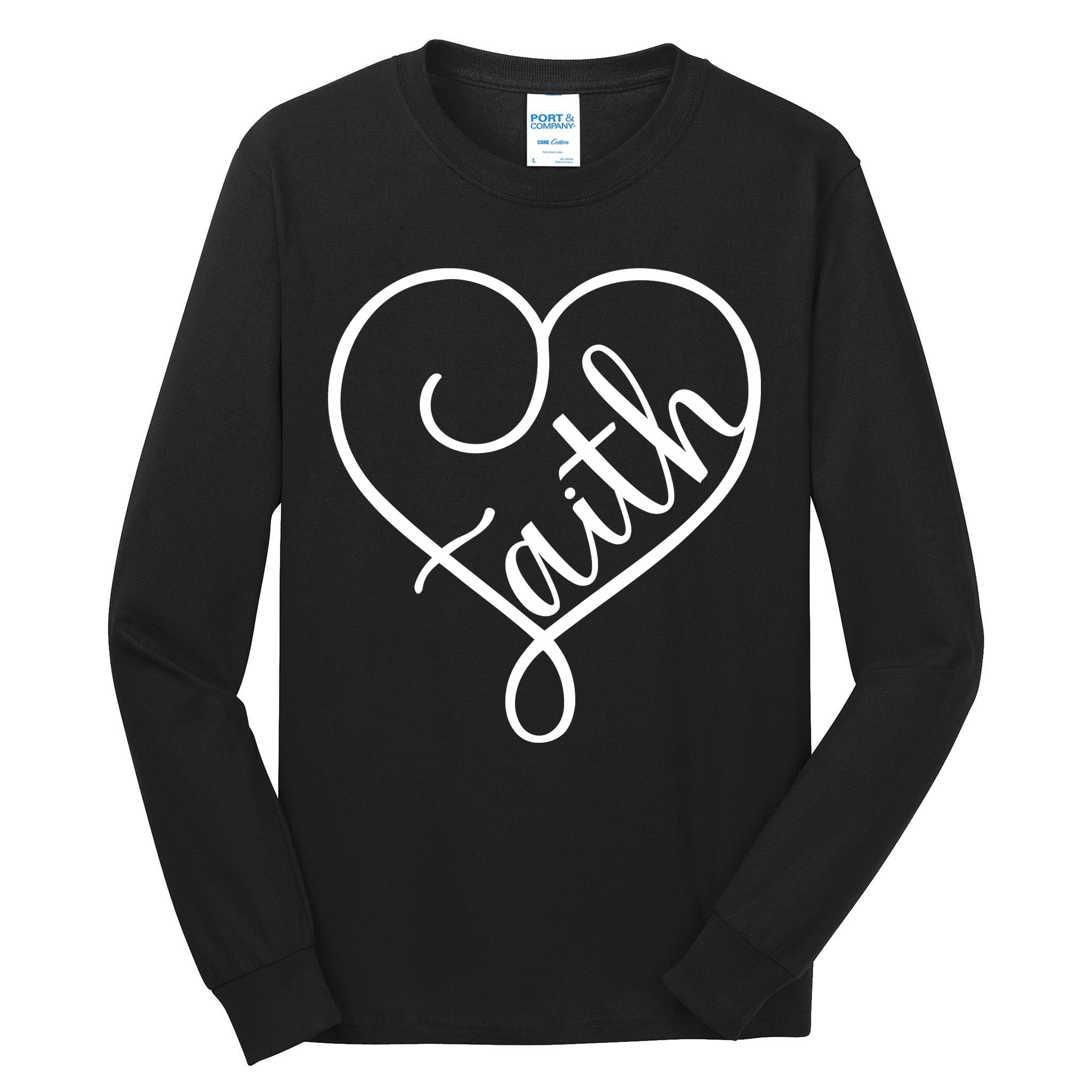 Faith Cursive Heart Christians Jesus Loves Tall Long Sleeve T-Shirt