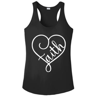 Faith Cursive Heart Christians Jesus Loves Ladies PosiCharge Competitor Racerback Tank