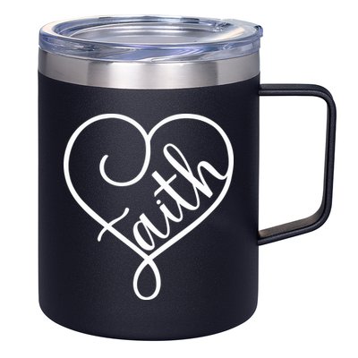 Faith Cursive Heart Christians Jesus Loves 12oz Stainless Steel Coffee Mug