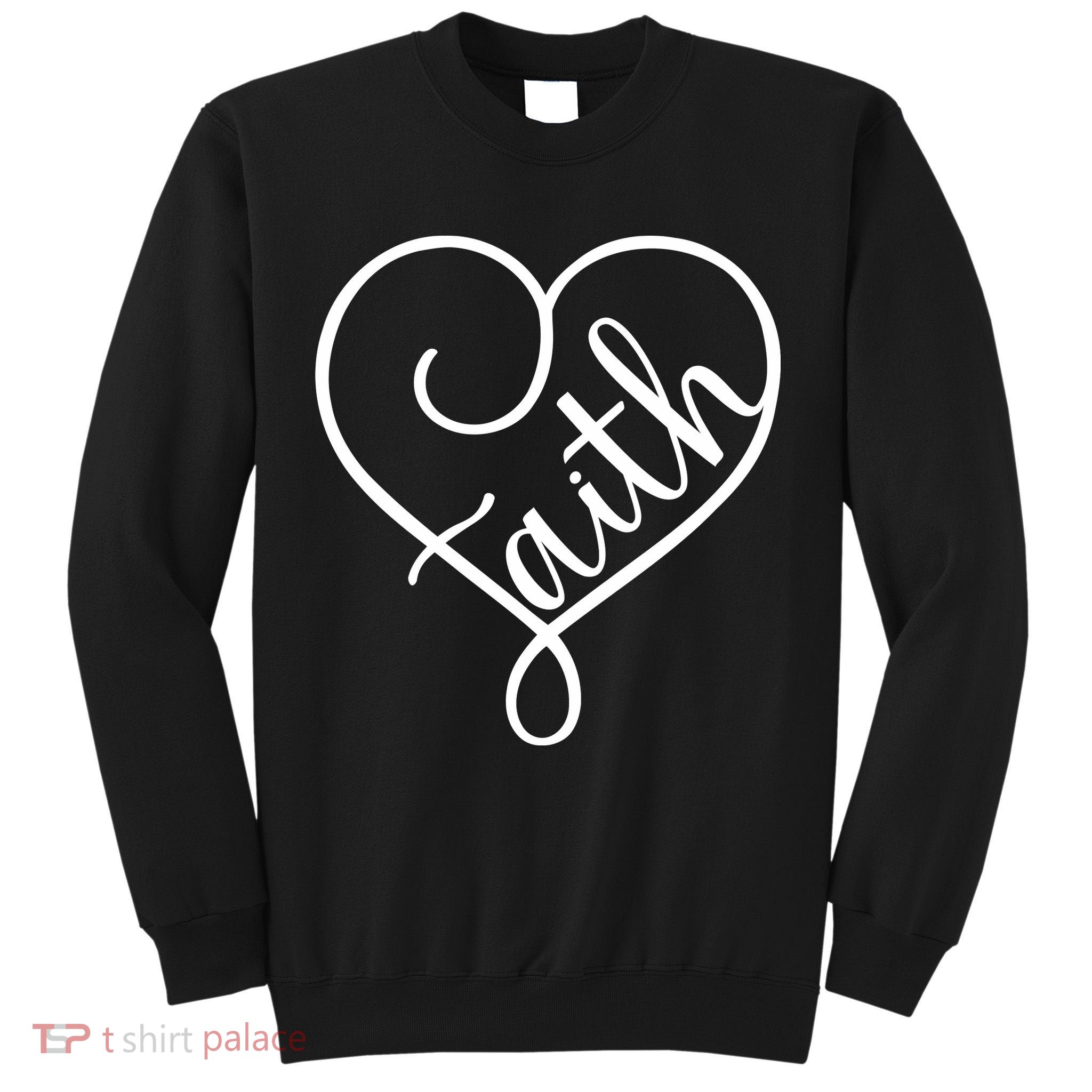Faith Cursive Heart Christians Jesus Loves Tall Sweatshirt