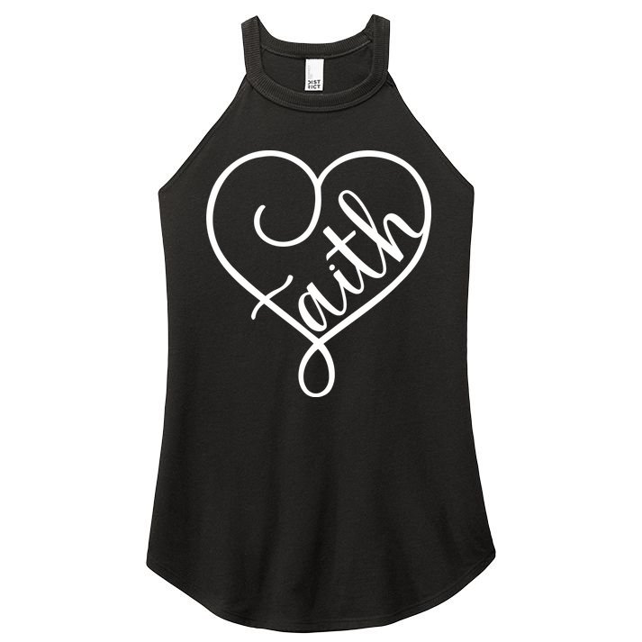 Faith Cursive Heart Christians Jesus Loves Women's Perfect Tri Rocker Tank