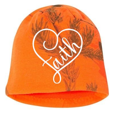 Faith Cursive Heart Christians Jesus Loves Kati - Camo Knit Beanie