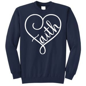 Faith Cursive Heart Christians Jesus Loves Tall Sweatshirt