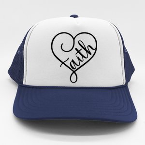 Faith Cursive Heart Christians Jesus Loves Trucker Hat