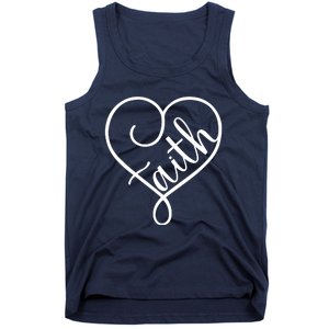 Faith Cursive Heart Christians Jesus Loves Tank Top