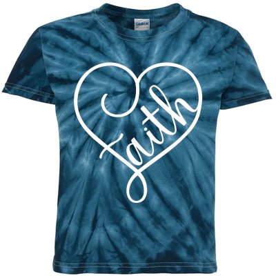 Faith Cursive Heart Christians Jesus Loves Kids Tie-Dye T-Shirt