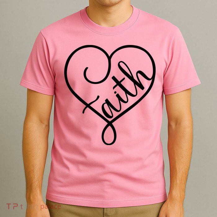 Faith Cursive Heart Christians Jesus Loves T-Shirt