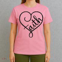 Faith Cursive Heart Christians Jesus Loves T-Shirt