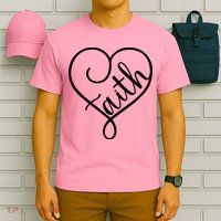 Faith Cursive Heart Christians Jesus Loves T-Shirt