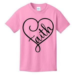 Faith Cursive Heart Christians Jesus Loves Kids T-Shirt