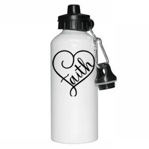 Faith Cursive Heart Christians Jesus Loves Aluminum Water Bottle