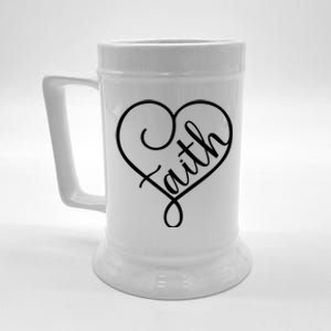 Faith Cursive Heart Christians Jesus Loves Beer Stein