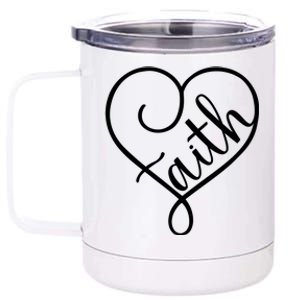 Faith Cursive Heart Christians Jesus Loves 12 oz Stainless Steel Tumbler Cup