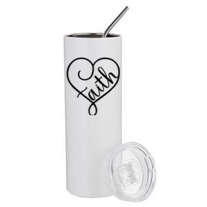 Faith Cursive Heart Christians Jesus Loves Stainless Steel Tumbler