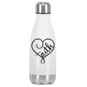 Faith Cursive Heart Christians Jesus Loves Stainless Steel Insulated Water Bottle