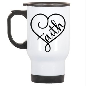 Faith Cursive Heart Christians Jesus Loves Stainless Steel Travel Mug