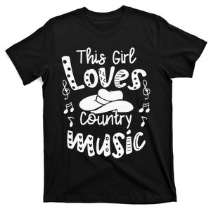 Funny Cowgirl Hat Music Lover This Girl Loves Country Music T-Shirt