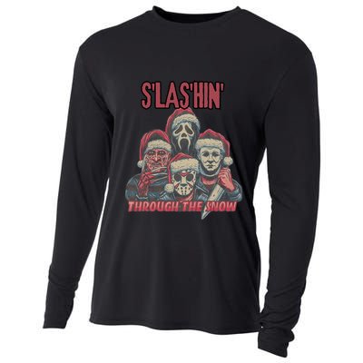 Funny Christmas Horror Characters Ugly Christmas Sweater Cooling Performance Long Sleeve Crew