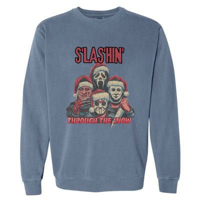 Funny Christmas Horror Characters Ugly Christmas Sweater Garment-Dyed Sweatshirt