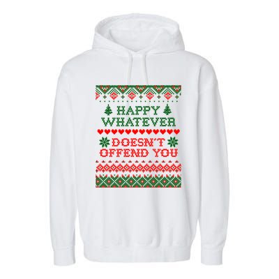 Funny Christmas Happy Whatever Garment-Dyed Fleece Hoodie