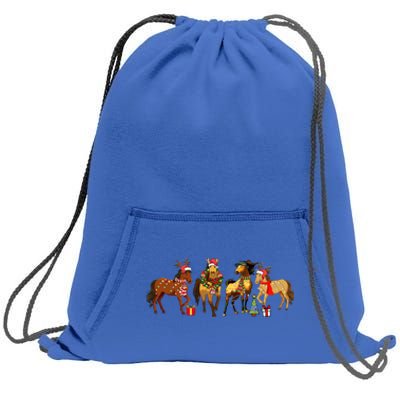 Funny Christmas Horse Santa Hat Christmas Horse Lover Cool Gift Sweatshirt Cinch Pack Bag