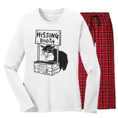 funny Cat Hissing Booth Free Hisses Women's Long Sleeve Flannel Pajama Set 