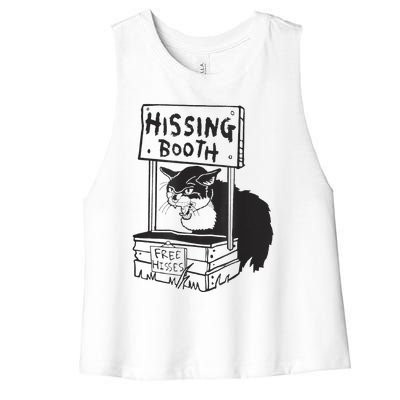 funny Cat Hissing Booth Free Hisses Women's Racerback Cropped Tank