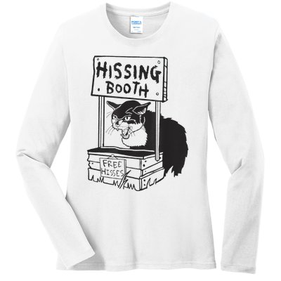 funny Cat Hissing Booth Free Hisses Ladies Long Sleeve Shirt