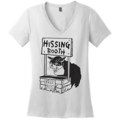 funny Cat Hissing Booth Free Hisses Women's V-Neck T-Shirt