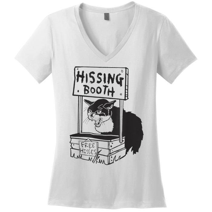 funny Cat Hissing Booth Free Hisses Women's V-Neck T-Shirt