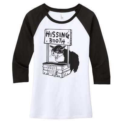 funny Cat Hissing Booth Free Hisses Women's Tri-Blend 3/4-Sleeve Raglan Shirt