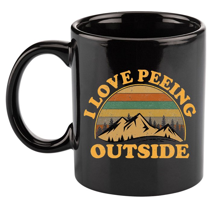funny Camping Hiking I Love Peeing Outside 11oz C Handle Ceramic Mug
