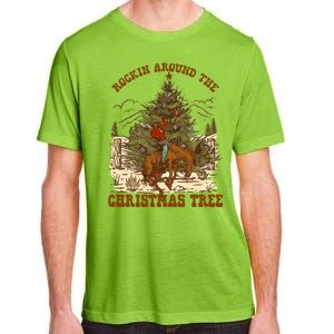 Funny Cowboy Horsing Rocking Around Christmas Tree Western Adult ChromaSoft Performance T-Shirt