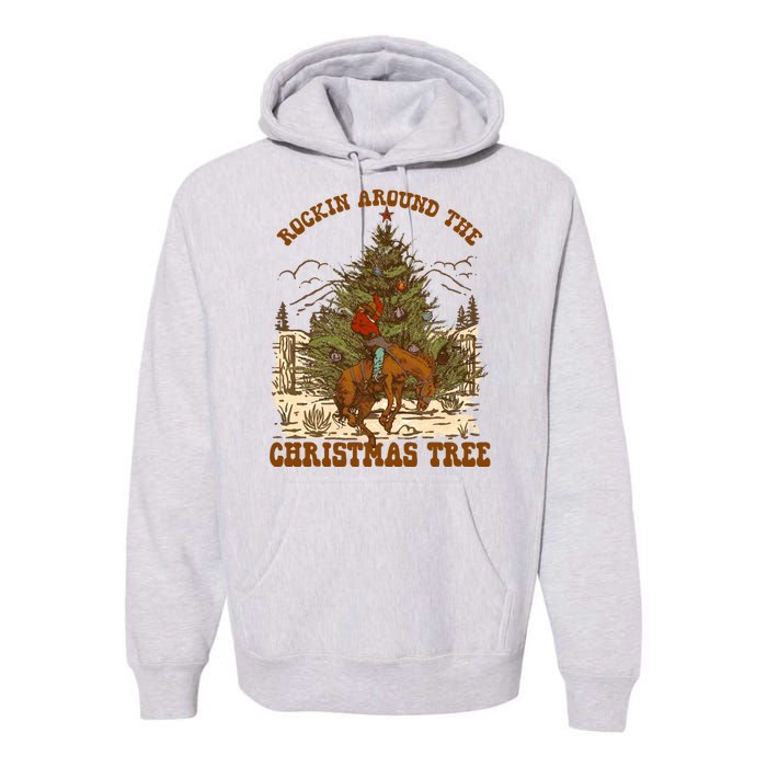 Funny Cowboy Horsing Rocking Around Christmas Tree Western Premium Hoodie