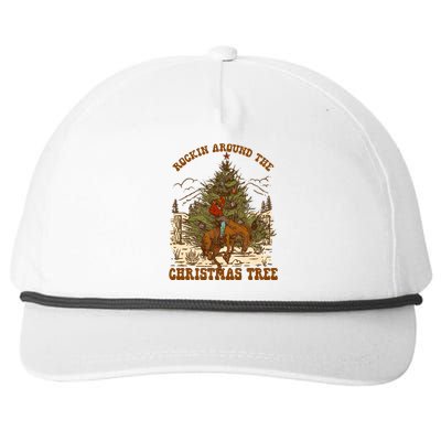 Funny Cowboy Horsing Rocking Around Christmas Tree Western Snapback Five-Panel Rope Hat