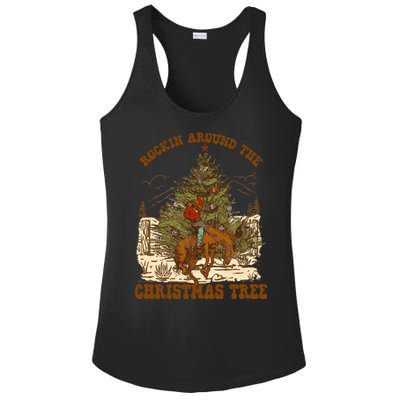 Funny Cowboy Horsing Rocking Around Christmas Tree Western Ladies PosiCharge Competitor Racerback Tank