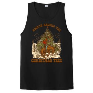 Funny Cowboy Horsing Rocking Around Christmas Tree Western PosiCharge Competitor Tank