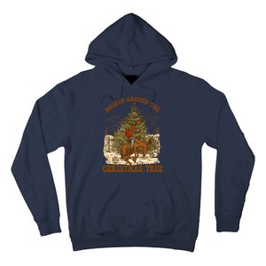 Funny Cowboy Horsing Rocking Around Christmas Tree Western Hoodie