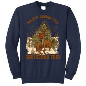 Funny Cowboy Horsing Rocking Around Christmas Tree Western Sweatshirt