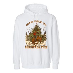 Funny Cowboy Horsing Rocking Around Christmas Tree Western Garment-Dyed Fleece Hoodie