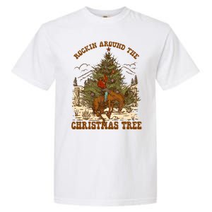 Funny Cowboy Horsing Rocking Around Christmas Tree Western Garment-Dyed Heavyweight T-Shirt