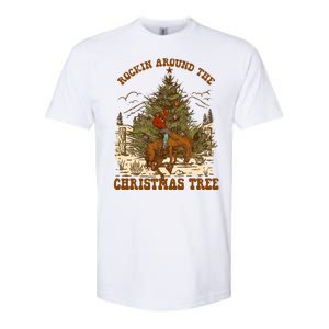 Funny Cowboy Horsing Rocking Around Christmas Tree Western Softstyle CVC T-Shirt