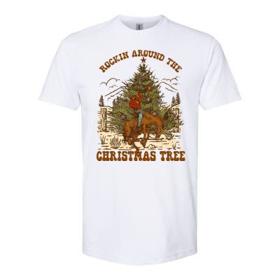 Funny Cowboy Horsing Rocking Around Christmas Tree Western Softstyle CVC T-Shirt