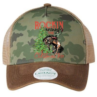 Funny Cowboy Horsing Rocking Around Christmas Tree Western Legacy Tie Dye Trucker Hat