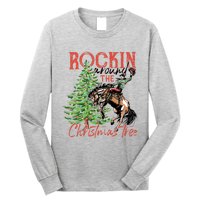 Funny Cowboy Horsing Rocking Around Christmas Tree Western Long Sleeve Shirt