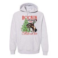 Funny Cowboy Horsing Rocking Around Christmas Tree Western Premium Hoodie