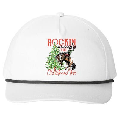 Funny Cowboy Horsing Rocking Around Christmas Tree Western Snapback Five-Panel Rope Hat