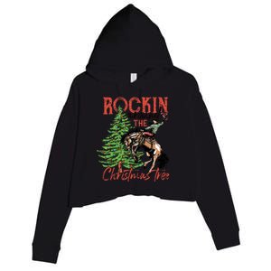 Funny Cowboy Horsing Rocking Around Christmas Tree Western Crop Fleece Hoodie