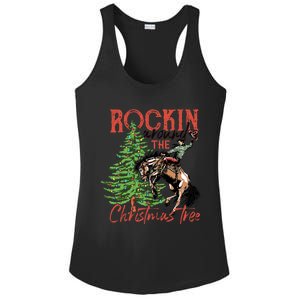 Funny Cowboy Horsing Rocking Around Christmas Tree Western Ladies PosiCharge Competitor Racerback Tank